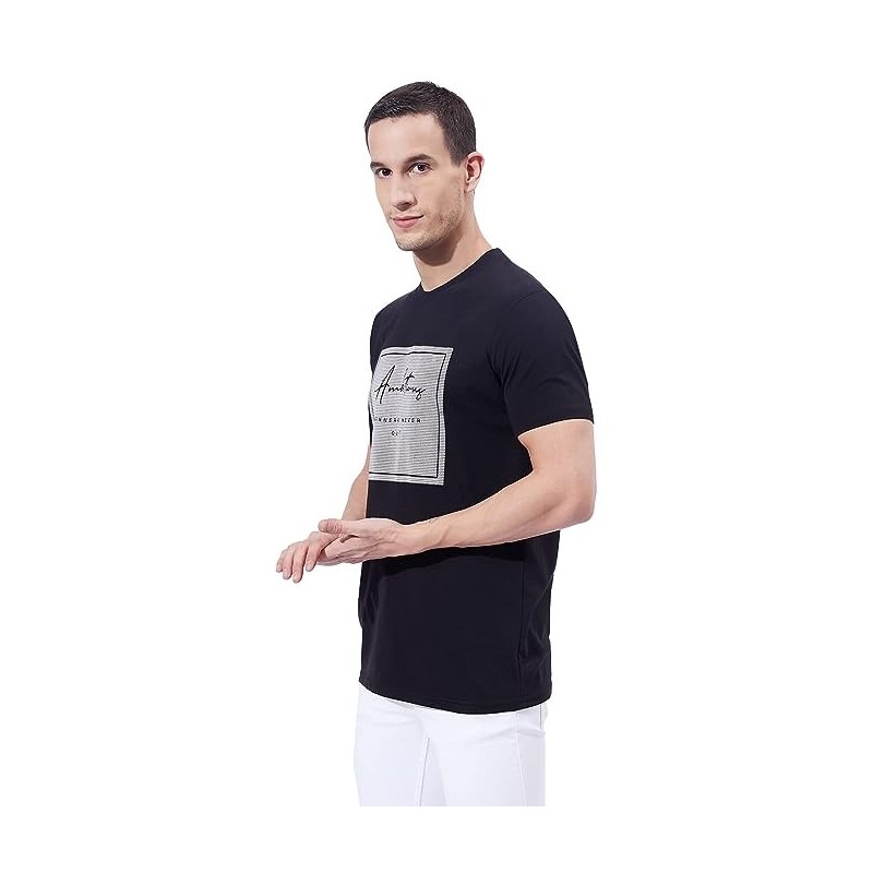 Men's Round Neck Half Sleeve Slim Fit Printed Cotton T-Shirt