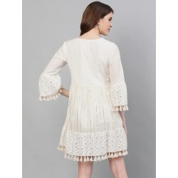 Women's Cotton Above Knee Length A-Line Indo Western Dress