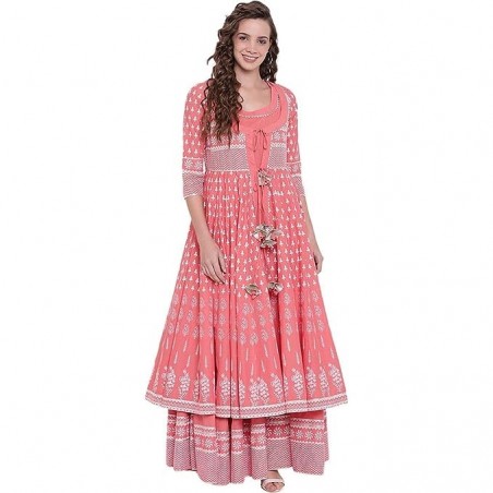 Women's Cotton Layered & Tiered Kurta