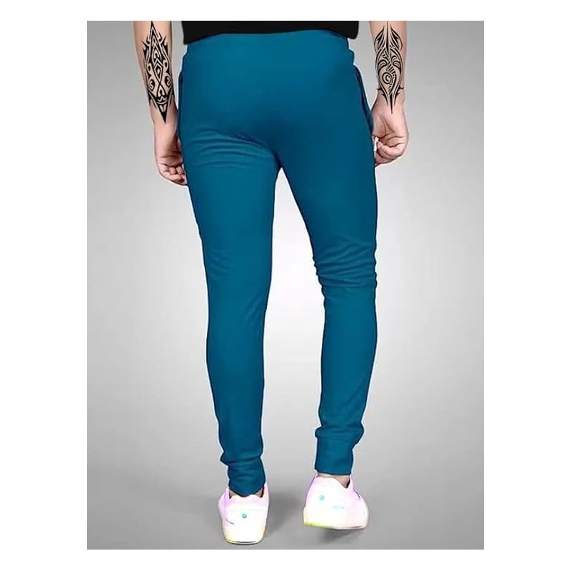 Men's Slim Fit Solid Blend Full Elastic Sport Wear Running Gym Stretchable Jogger Track Pant in Black Color