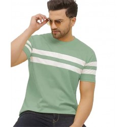 Men's Stylish Cotton Blend Printed Striped Polo Tshirt