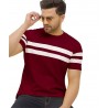 Men's Stylish Cotton Blend Printed Striped Polo Tshirt