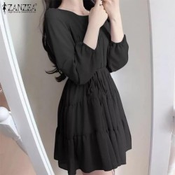 Pleated Blouses Dress Imported Georgette Three Fourth Sleeve Single Breasted Edge Dori Belt Dresses