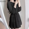 Pleated Blouses Dress Imported Georgette Three Fourth Sleeve Single Breasted Edge Dori Belt Dresses