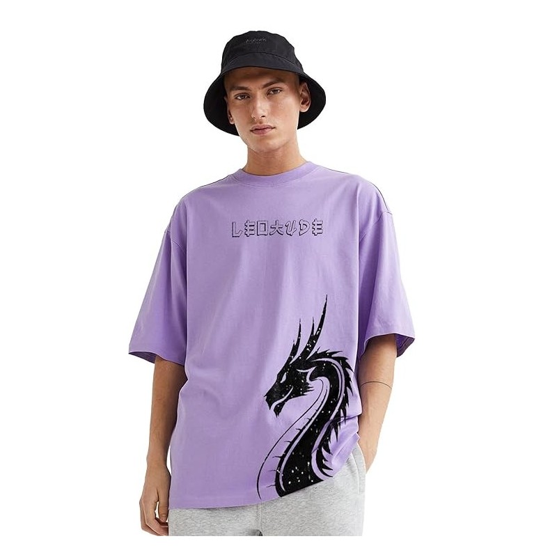 Half Sleeve Oversized Tshirt for Men, Round Neck Longline Drop Shoulder