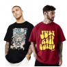 Cotton Blend Half Sleeve Back Print Oversized T-Shirts for Men