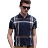 Men's Trendy Polo Neck Half Sleeves Regular Fit Checkered T-Shirt