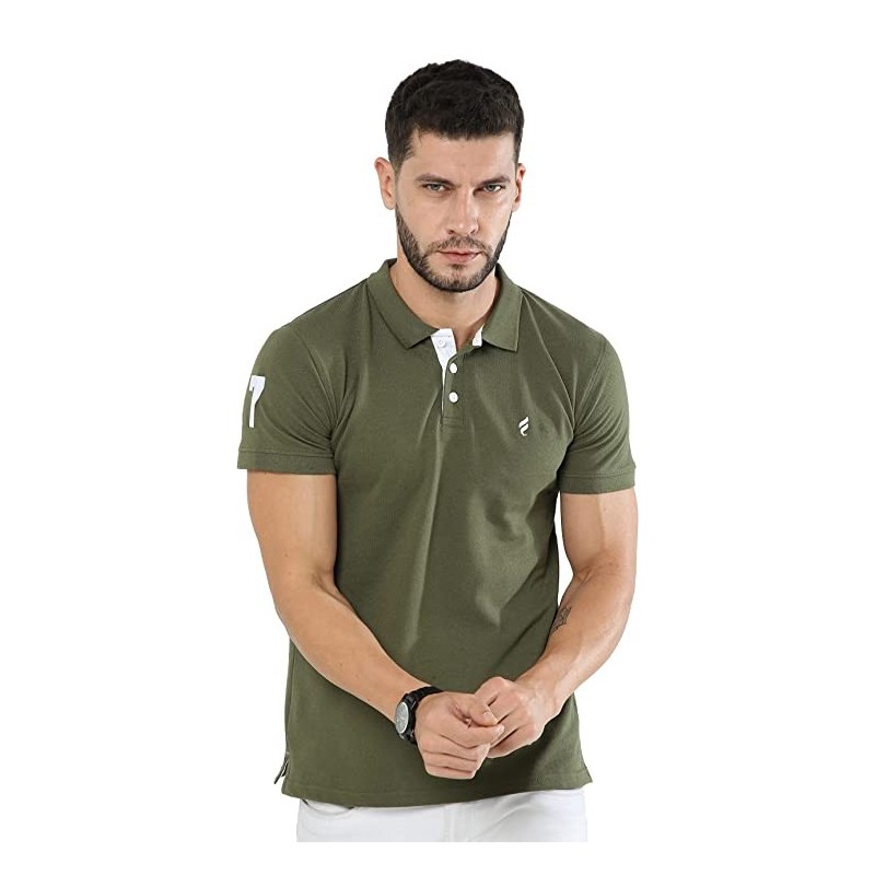 Mens Cotton Half Sleeve Solid Polo T Shirt with Collar