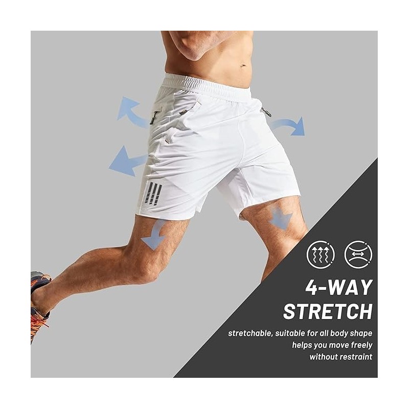 Men's Outdoor Quick Dry Lightweight Sports Shorts Zipper Pockets