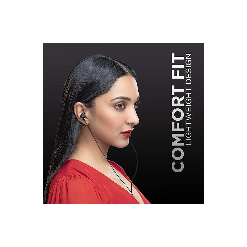 Ear Wired Headphones with Mic (Black)