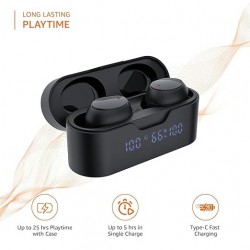 Truly Wireless in Ear Earbuds with Built-in Mic, Touch Control,  Up to 25 Hours Playtime and Fast Charging