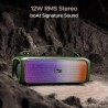 Bluetooth Speaker with 12W RMS Stereo Sound, LED Lights, Up to 8 HRS Playtime