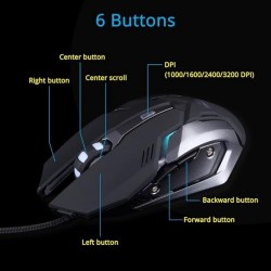 Gaming Keyboard and Mouse Combo (USB, Braided Cable)